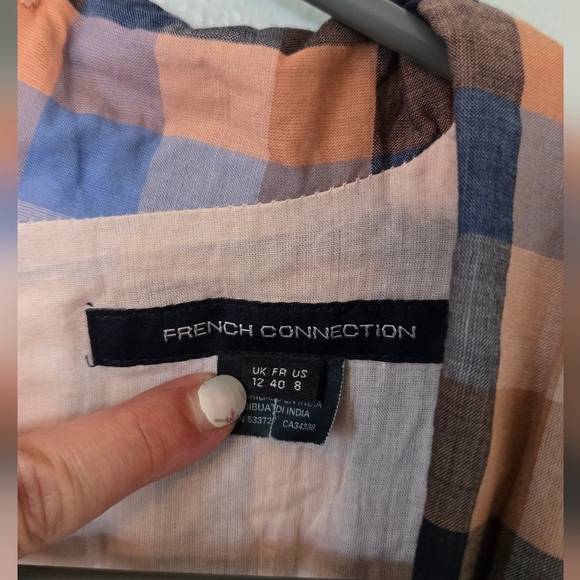 French Connection Gingham/Plaid Cotton Summer Dress Size 8 - Picture 6 of 7